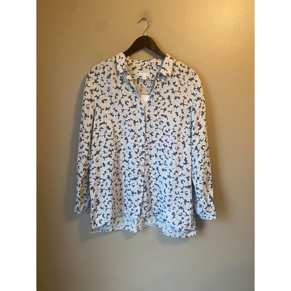 J. Jill Love Linen 100% Linen Floral Button Front Tunic